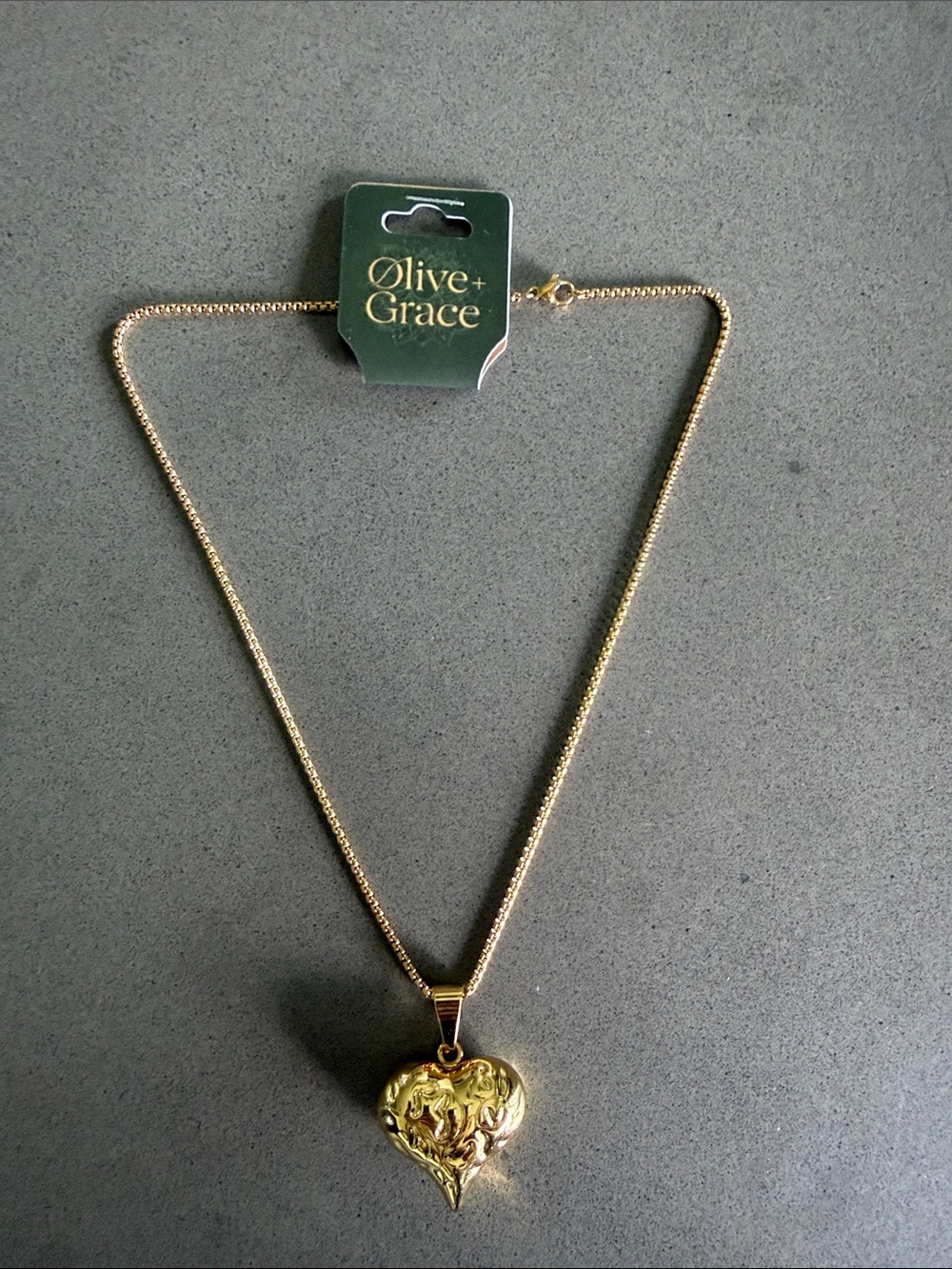 Gold Puffy Heart Pendant Necklace 18K Gold Plated | 18” New